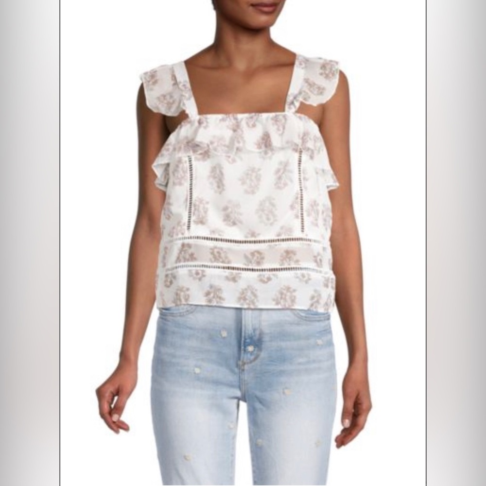 LUCCA Diana Floral Ruffle Top. Size Small.